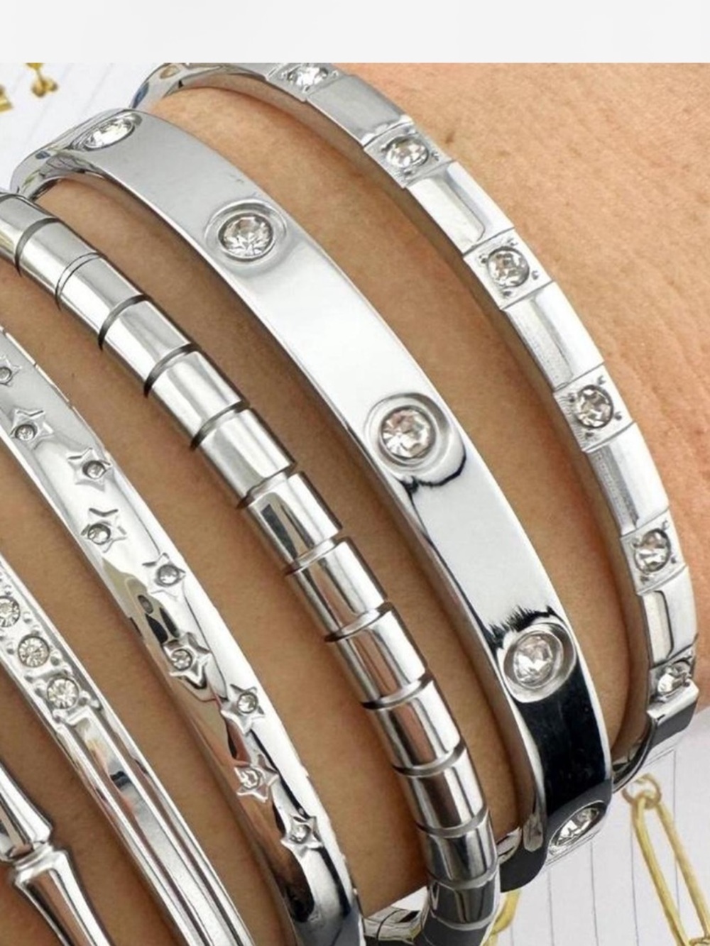 Silver Cubic Zirconia Bangle Bracelet